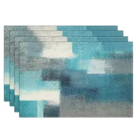Czh24010903-ymcd4 Emvency Farmhouse Placemats Set Of 4 12x18 Inch Abstract Teal