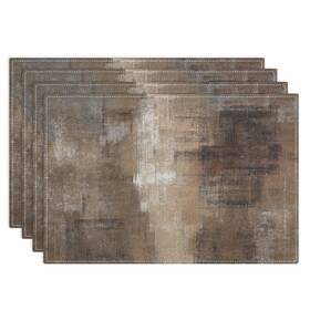 Emvency Czh24010905-ymcd4 Farmhouse Placemats Set Of 4 12x18 Inch Abstract Brown 2