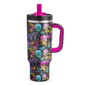Encool 733352275788 40 Oz Tumbler With Handle And Straw Ounces Floral Afterlife