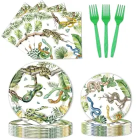 Love-a050209 Engoeagle Birthday Party Decorations - 96 Pcs Snake Plates And Napkins Reptile