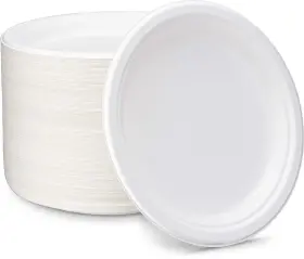 Eb9-125 Enviroware 9 Inch White Disposable Bagasse Plates 125 Count Compostable Eco-friendly