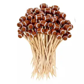 Esepony 445044717768 4.72 Inch Bamboo Toothpicks With 3d Football For Appetizers Kitchen Holiday Bi