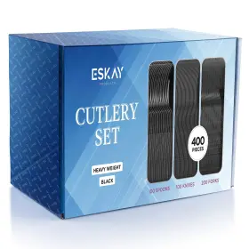 400blk Eskay Products Heavy Weight Plastic Silverware Set - 200 Forks 100 Knives Spoons Dis