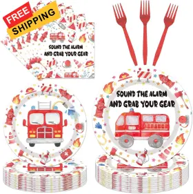 Du-b0500113 Euoyufo Firetruck Birthday Party Decorations - 96pcs Fire Truck