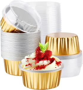 Esafa560109 Eusoar Disposable Ramekins Gold 50pcs 5oz Mini Aluminium Foil