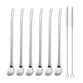 Evago 631105128964 Reusable Stainless Steel Drinking Straws With Filter Spoon 6 Pieces Yer