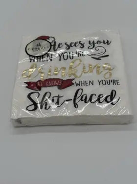 4ncf003 Evergreen Enterprises He Sees You When Youftre Drinking Shit-faced Cocktail Napkins 20 Count 10 Inch X10