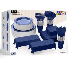 Exquisite 1007153757 Royal Blue Disposable Dinnerware Set 222 Pc For 20 Guests