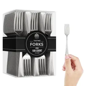 14148392 Exquisite Plastic Mini Forks 100ct Premium Quality Silverware Silver Look Alike Heavy D