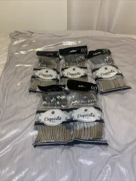 4547.19 Exquisite Plastic Spoons Silver Premium 100 Total 5 Packs Of 20