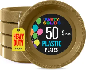 6313528 Exquisite Party Solids Gold Plastic Plates For 9 Inch