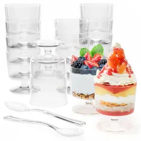 Exquisite 743795472811 Mini Dessert Cups With Spoons 200 Pcs I Serves 100 Disposable Plastic Mou