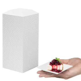 Exquisite 743795477724 Mini Disposable Appetizer Plates 100 Pack 2.95 Inch X White Plastic Dess