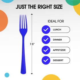 Exquisite 743795946053 Disposable Dark Blue Plastic Forks 50 Pcs Heavy Duty Disposabl