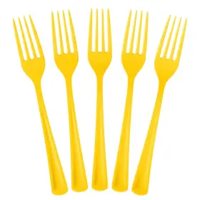 Exquisite 743795946244 Disposable Yellow Plastic Forks 50 Pcs Heavy Duty Cutl