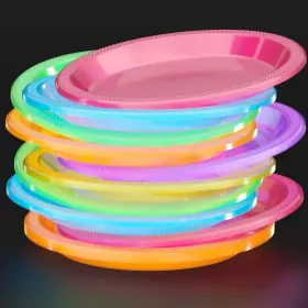 Exquisite 743795984604 Black Light Glow Party Plates - 60 Size 9 Inch. Assorted Co
