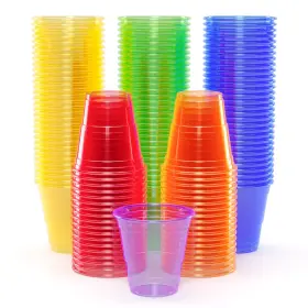 Exquisite 743795988602 Blacklight Party Glow Cups - 60 Pack 2 Oz Assorted Colors Disposable