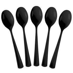 Exquisite 810144491745 Disposable Black Plastic Spoons 100 Pcs - Heavy Duty