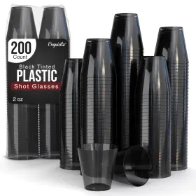 Exquisite 810144496788 Plastic Shot Glasses Disposable 200 Count 2 Oz Smokey Dark Tinted Black