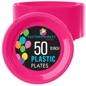 Exquisite 810144497679 Plastic Plates 100 Count Red 10 Inch Disposable For Party Heavy Dut