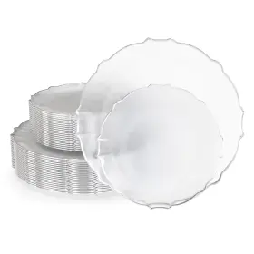90951 Exquisite Tinted Plates - 40 Piece Plastic Disposable Party Set For 20 Guests