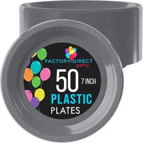 98321 Exquisite 7 Inch. Dessert Plates Silver Plastic Inch