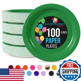 B0bzq7vcwk Exquisite Party Solids Emerald Green Paper Plates Disposable Heavy Duty 9 Inch