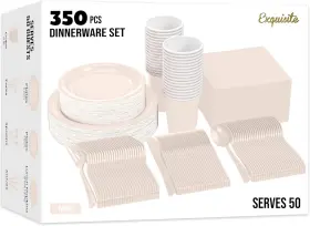 Ivory-350 Exquisite 350 Pcs Ivory Paper Plates For Party Disposable