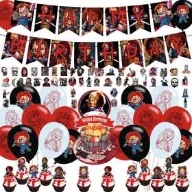 Ezcpigei 727219242495 Chucky Party Decorations Birthday Supplies For Horror Movie Includes Banner -