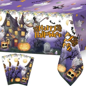 151433023 Fancy Land Halloween Tablecloths 3 Pack Disposal 54 Inch X 108 Light Purple