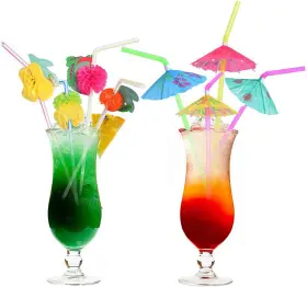 Dp-7150 Fancywolf 100 Pcs Disposable Straws Piece Assortment 50 Fruit Umbrella