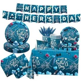 Fantasydecoration 717203050694 Fathers Day Decoration 142pcs Happy Tableware Set