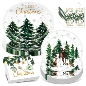 Fatlbsev 765477702597 100pcs Christmas Paper Plates And Napkins Set - Includes 10 12inch Oval D Inch