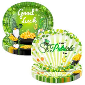 Fatlbsev 768510886476 50pcs St Patricks Day Paper Plates -10 Inch X 12 Large Oval Disposable Party Pla