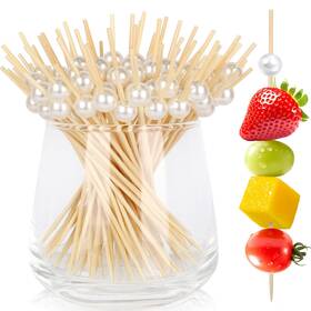 Fatloda 635405244706 Cocktail Picks 200pcs White Pearl 4.7 In Bamboo Skewers Party Zq Wh Fancy Drinks