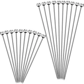 Fatloda 638479262201 20pcs Cocktail Picks For Drinks Stainless Steel Toothpicks Long