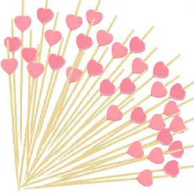 Fatloda 658361861442 Pink Heart Cocktail Picks Valentines Day Decorations Toothpicks For Appetizers 4