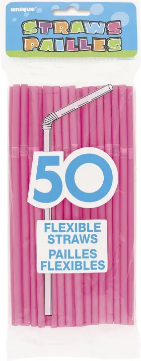 91250 Favors Disposable Hot Pink Plastic Flex Straws - 11.5 Inch 50 Count Perfect For Parties 91250 Favors Disposable Hot Pink Plastic Flex Straws - 11.5 Inch 50 Count Perfect For Parties