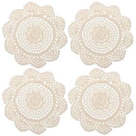 Fdclixuvol 5158shdt7941 4 Pcs Cotton Lace Doilies Vintage Crochet 7.8 Inch Round Beige