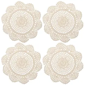 5158shdt7941 Fdclixuvol 4 Pcs Cotton Lace Doilies Vintage Crochet 7.8 Inch Round Beige