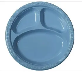 Fedtive Occasion 012795013578 Powder Blue 10 1/4 Plastic Divided Dinner Plates - 20 Ct