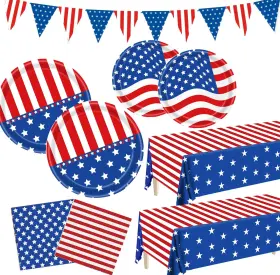 Xh-aa011-dlr Fegwave Patriotic Party Supplies American Flag Plates Decorations 4