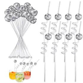 Yt-ferraycle-0819 Ferraycle 24 Pcs Disco Ball Straws And Stirrers 70s Party Su