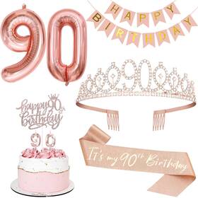 Fesciory Feselry080-90th 90th Birthday Decorations For Women Including Tiara And Sash Happy Bir
