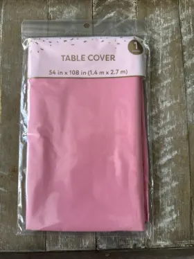 X108 Festive Voice 195602833047 New Pink Plastic Table Cover. Fits Up To 8 Foot Table. 54 Inch