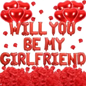 B0db8t712z Fezava 2 Set Red Will You Be My Girlfriend Balloons - 42pcs 16 Inch Letters Hearts Petals