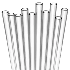 Fiesta First 757817173068 10 Long Clear Straws - Hard Plastic Reusable Drinking Sturdy C
