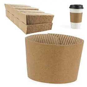 Fifth Ave Fair 810041560582 Pack Kraft Coffee Cups Sleeves Disposable Bulks Durable 500 Brown