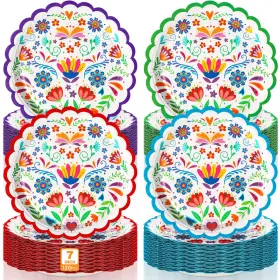 Wen-filltouch-2233 Filltouch 120 Pcs Mexican Paper Plates About 7 Inches In Diameter Multicolor
