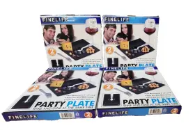 Nv-00586 Finelife Products Lot Of 4 Ftftwine N Dine Inch Party Plates 9x9x.8 Black New Set 2 Total 8